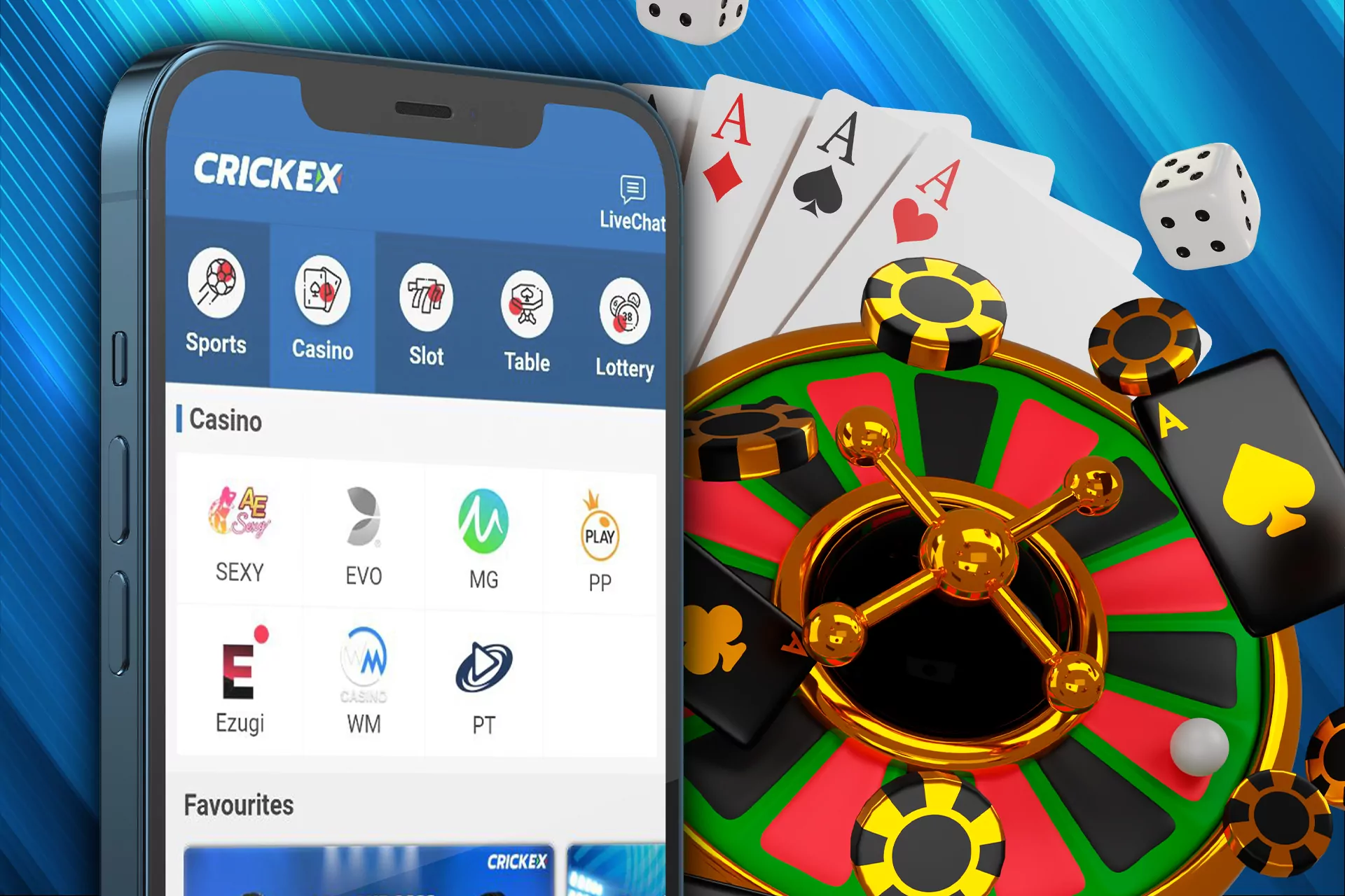 You can also play casino games in the Crickex app.