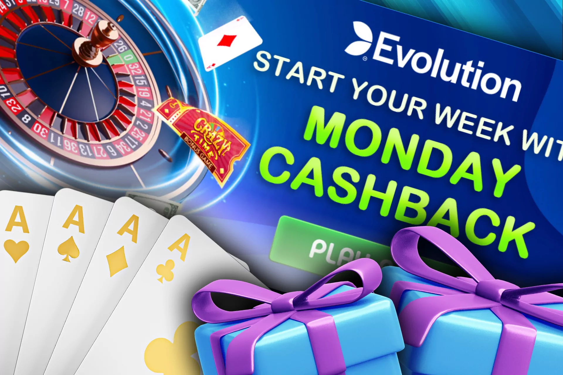 Get a weekly 5% cashback for playing Evolution slots.