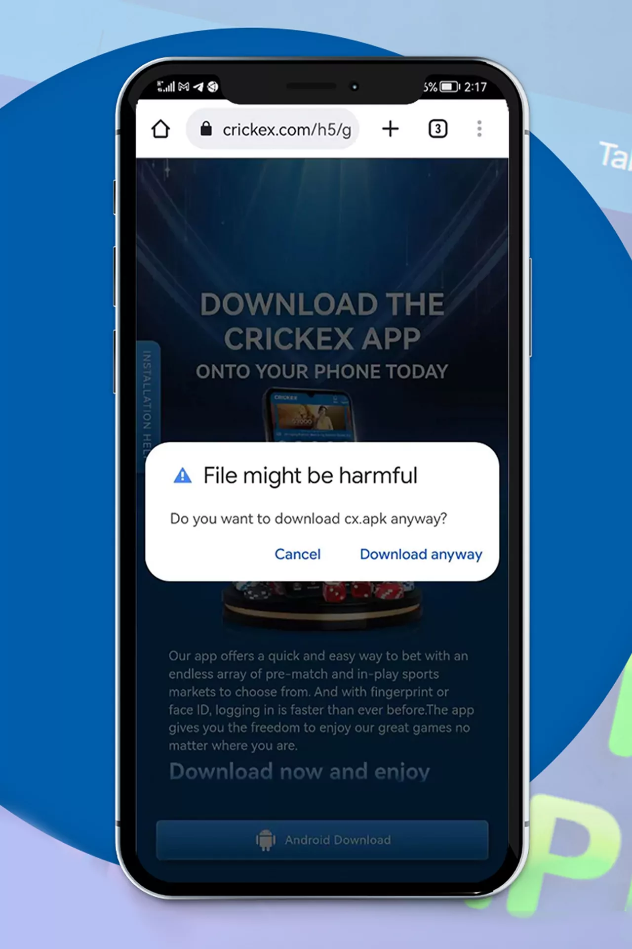 Crickex APK file is absolutely safe for your device.