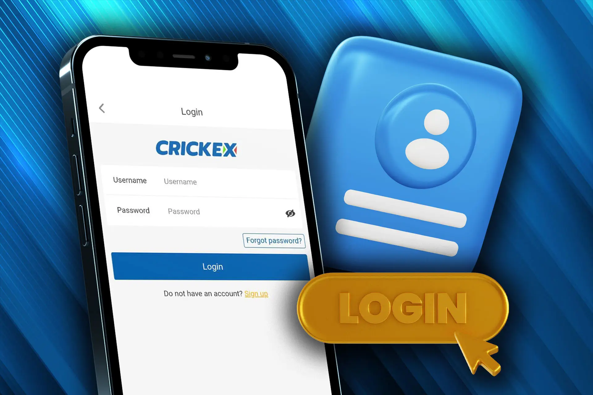 Enter you login and password into necessary fields and log in to Crickex.