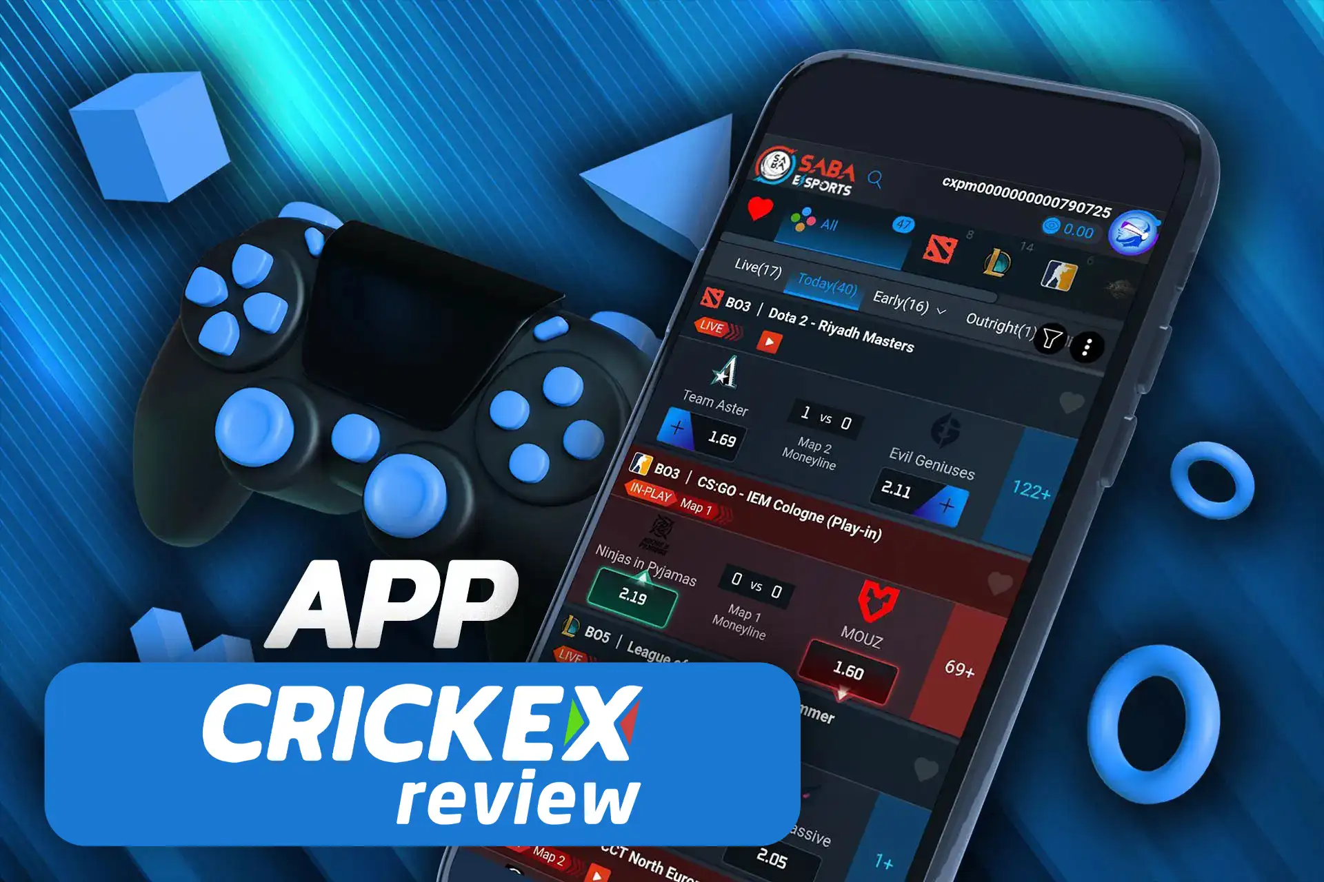 Place bets on cybersports in the Crickex app.
